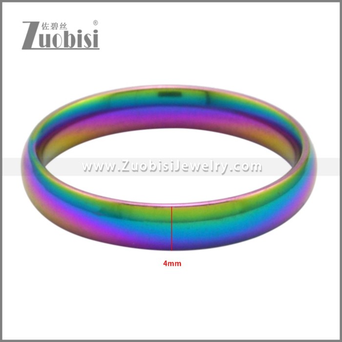 4mm Wide Rainbow Color Stainless Steel Rings r009500C (10pcs)