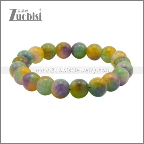 10mm Wide Men Round Beaded Elastic Healing Bracelets b010368C