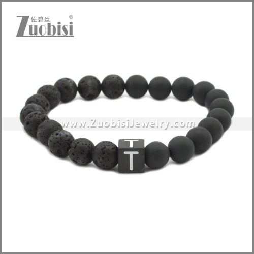 Matte Black Onyx And Cubed Lava Beaded Bracelet b010356H20