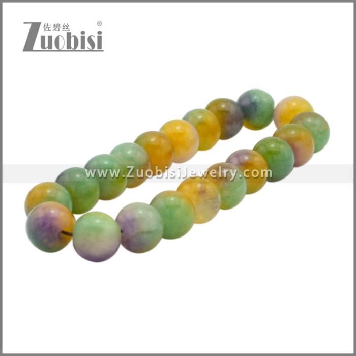 10mm Wide Men Round Beaded Elastic Healing Bracelets b010368C