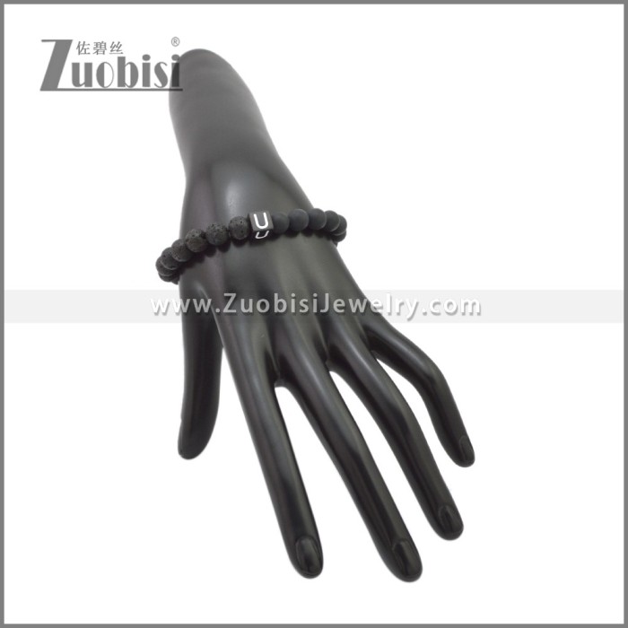 Adjustable Black Lava Stone Beaded Bracelet b010356H21