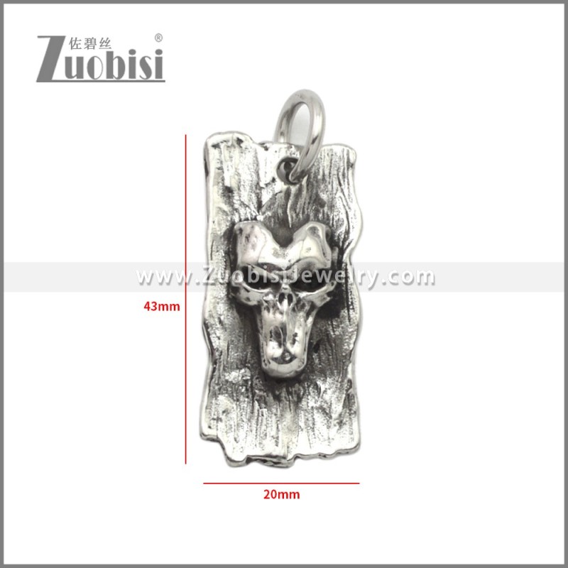 Stainless Steel Skull Dog Tag Pendants p011486SA