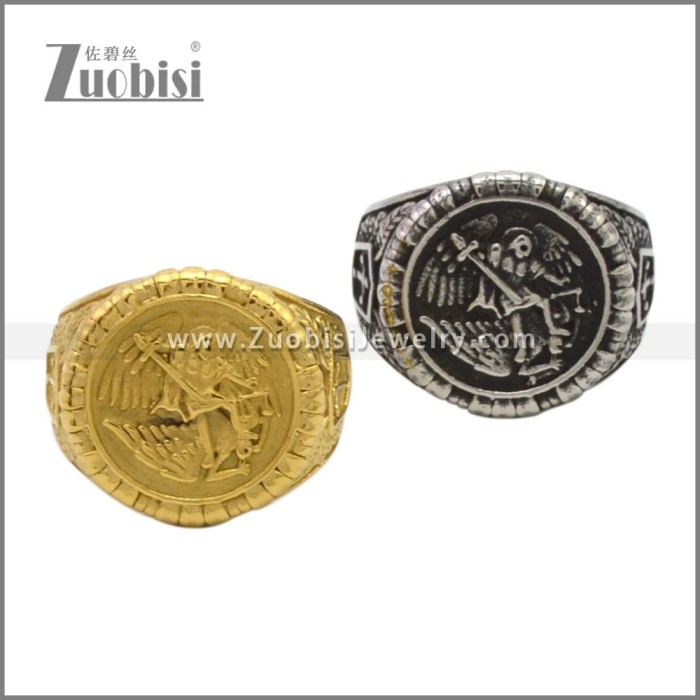 Stainless Steel Saint Michael Ring r009505SA