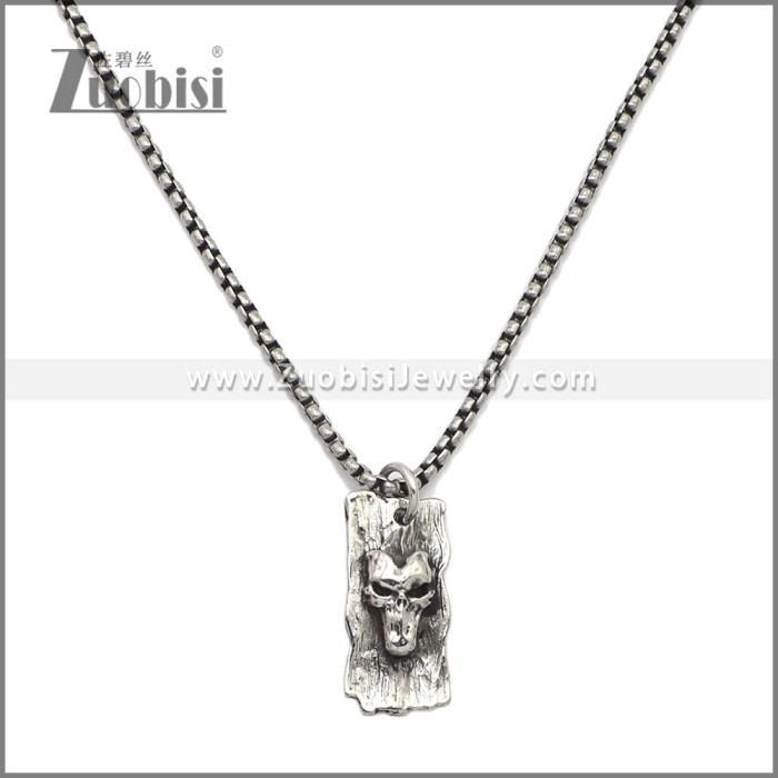 Stainless Steel Skull Dog Tag Pendants p011486SA