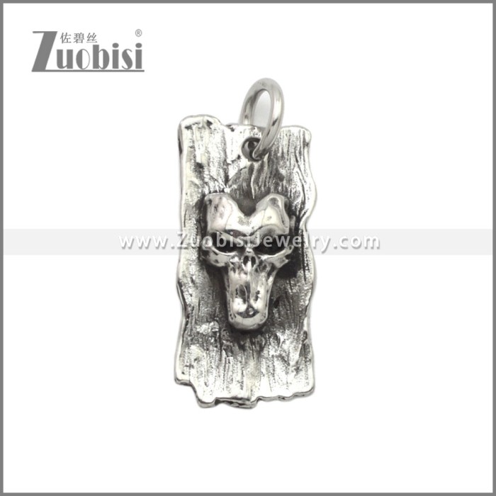 Stainless Steel Skull Dog Tag Pendants p011486SA