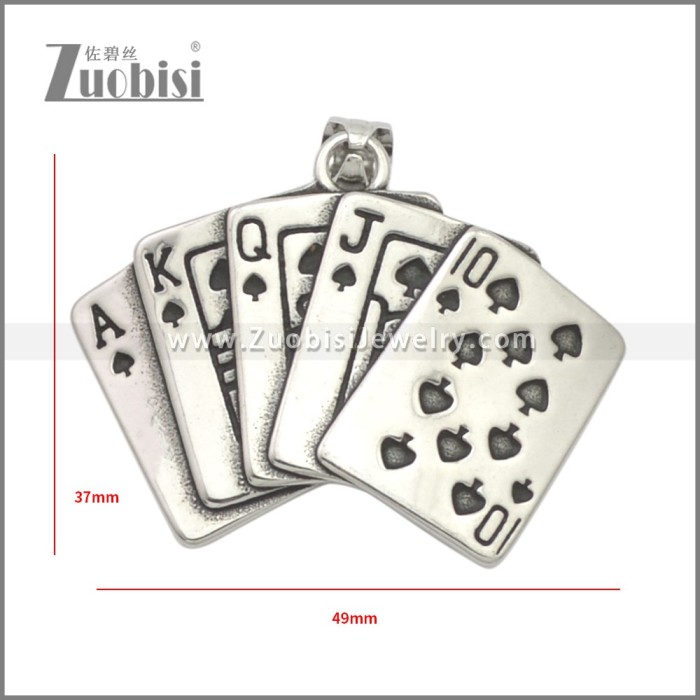 Stainless Steel Poker Card Pendant p011503SA