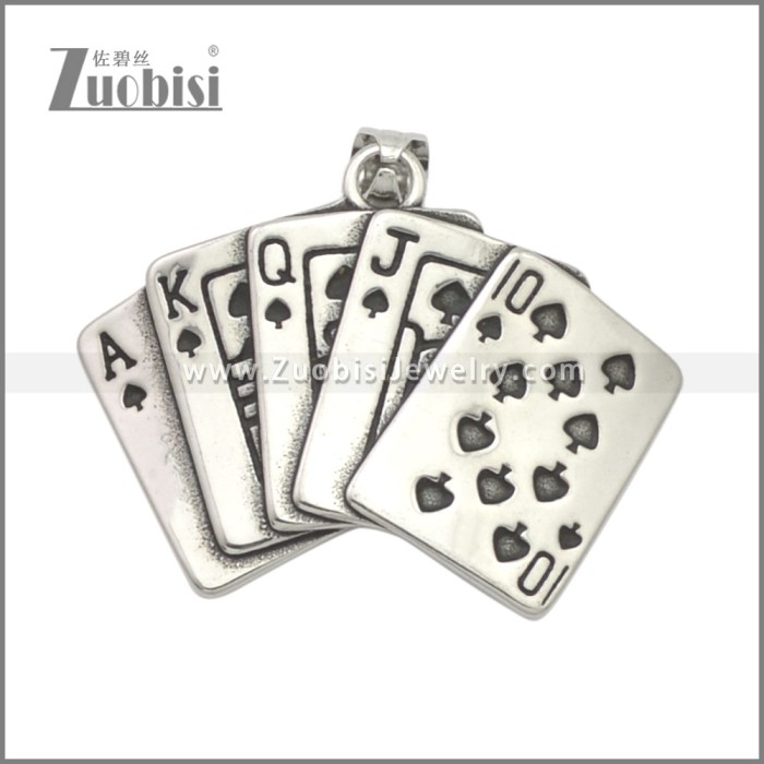 Stainless Steel Poker Card Pendant p011503SA
