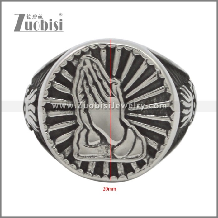 Stainless Steel Prayer Hands Ring r009643SA