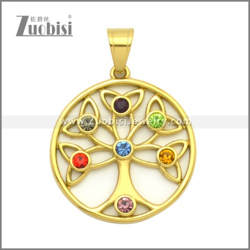 Golden Stainless Steel Celtic Knot Tree Pendant p011537G