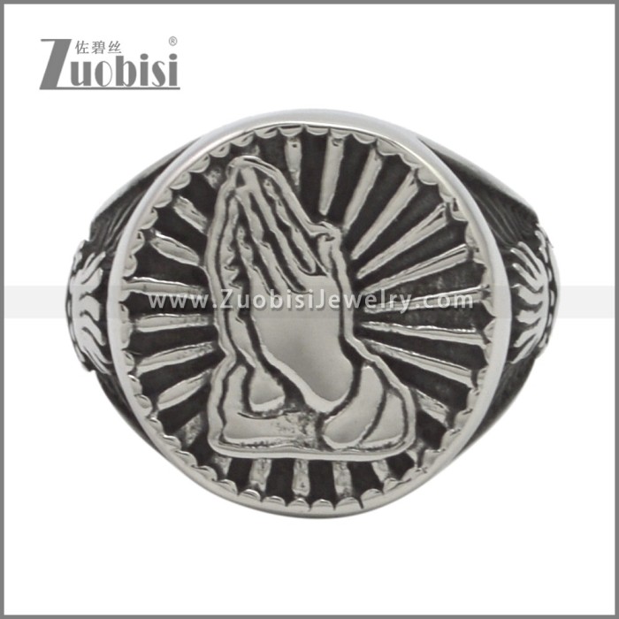 Stainless Steel Prayer Hands Ring r009643SA