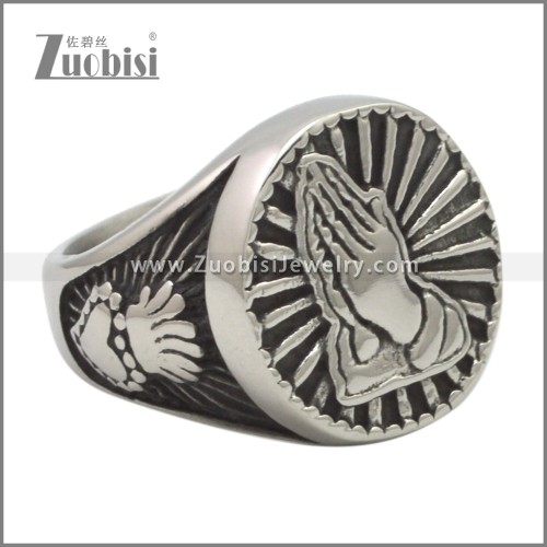 Stainless Steel Prayer Hands Ring r009643SA