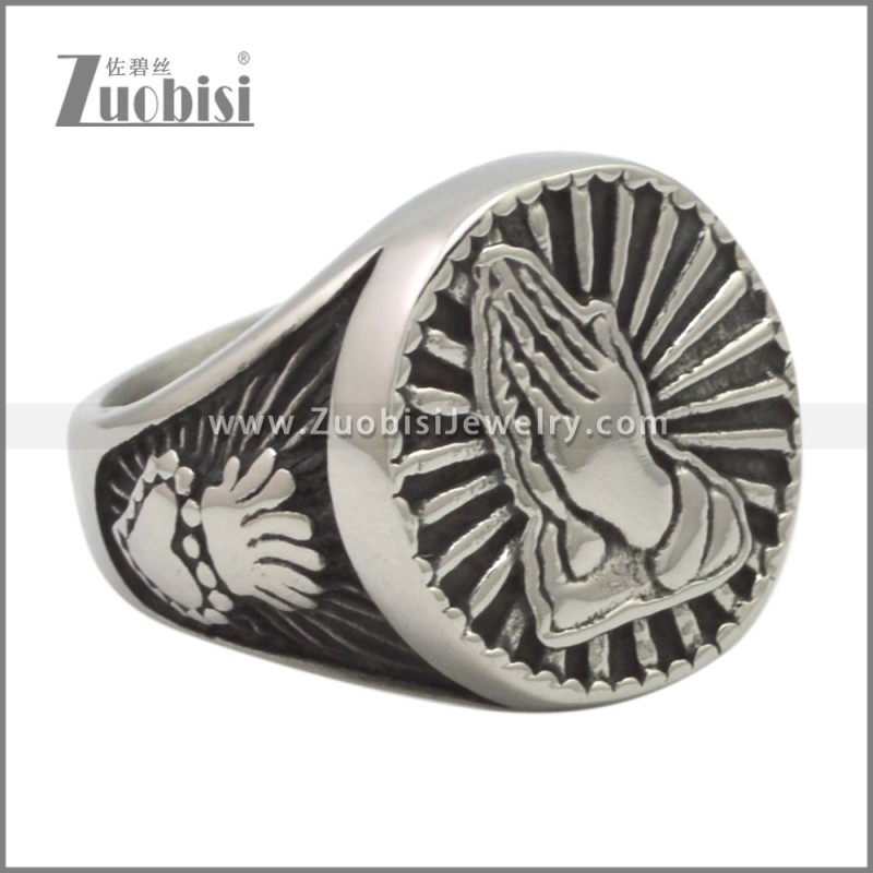 Stainless Steel Prayer Hands Ring r009643SA