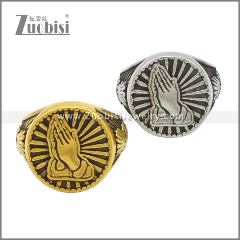 Stainless Steel Prayer Hands Ring r009643SA