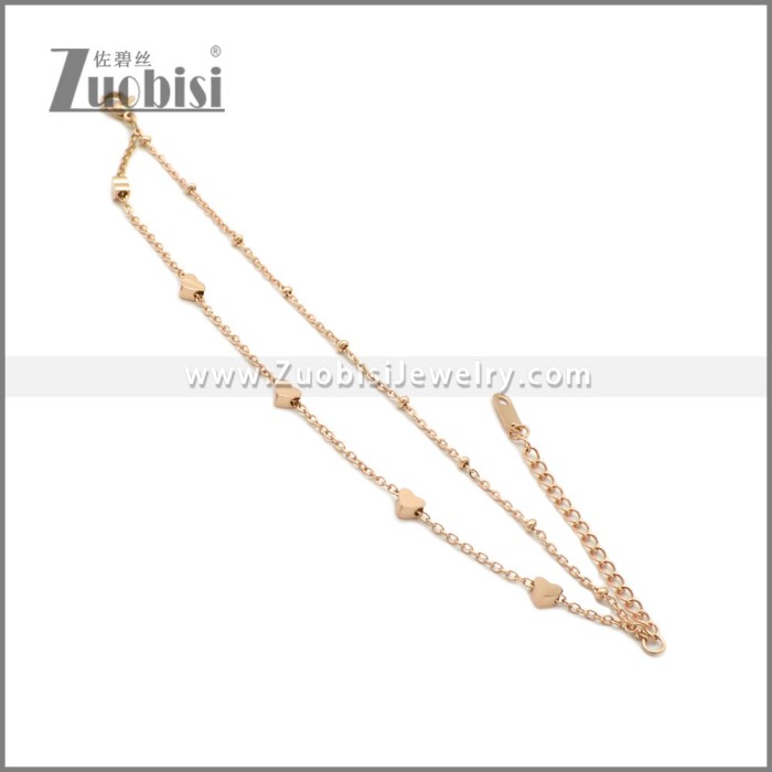 Rose Gold Stainless Steel Heart Charm Bracelet b010421R