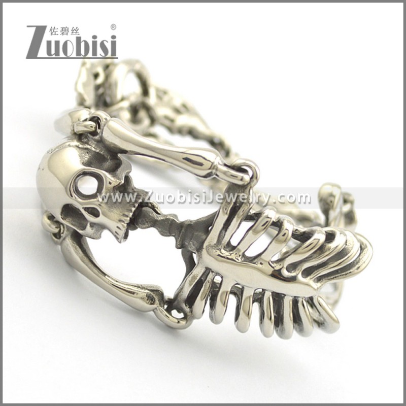 Stainless Steel Human Skeleton Bracelet for Punk Fans in 36mm Wide 21cm Long b003019