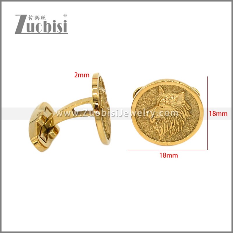 Gold Plated Wolf Cufflink c000205G