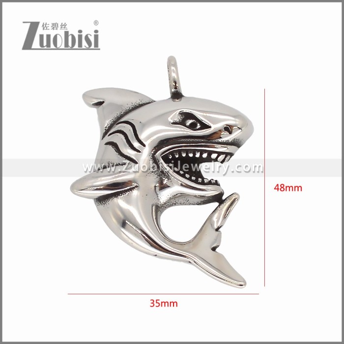 Stainless Steel Shark Pendant p011617