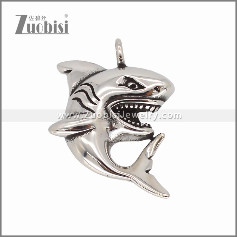 Stainless Steel Shark Pendant p011617