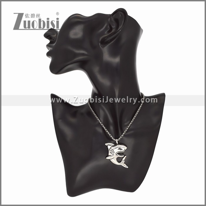 Stainless Steel Shark Pendant p011617