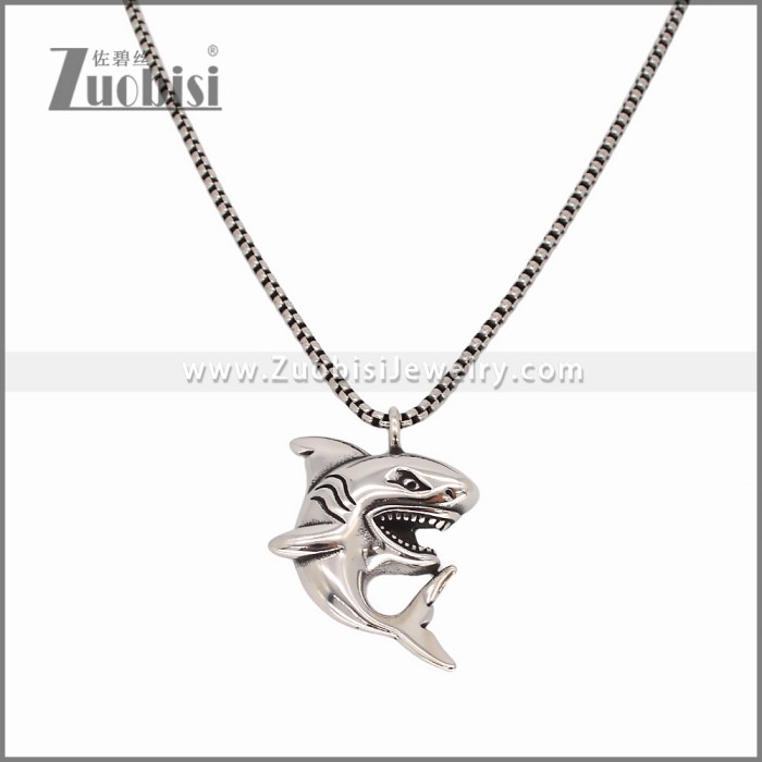 Stainless Steel Shark Pendant p011617