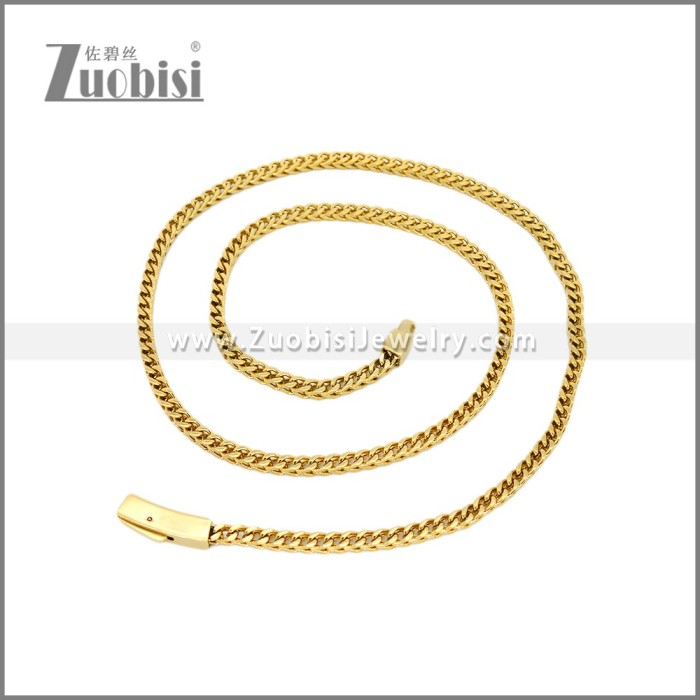 Yellow Gold Plated Stainless Steel Franco Chain Necklaces n003405G