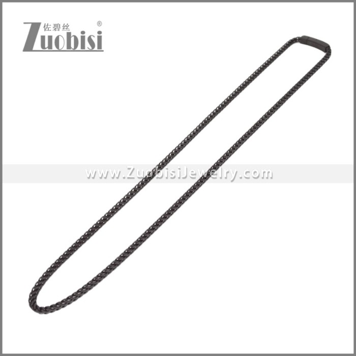 4MM Wide Black Stainless Steel Franco Link Chain Necklaces n003405H