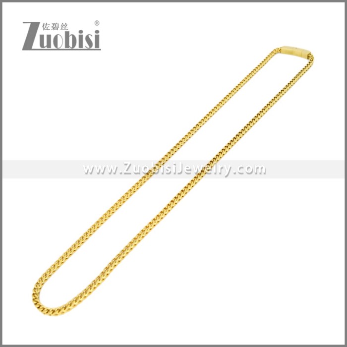 Yellow Gold Plated Stainless Steel Franco Chain Necklaces n003405G