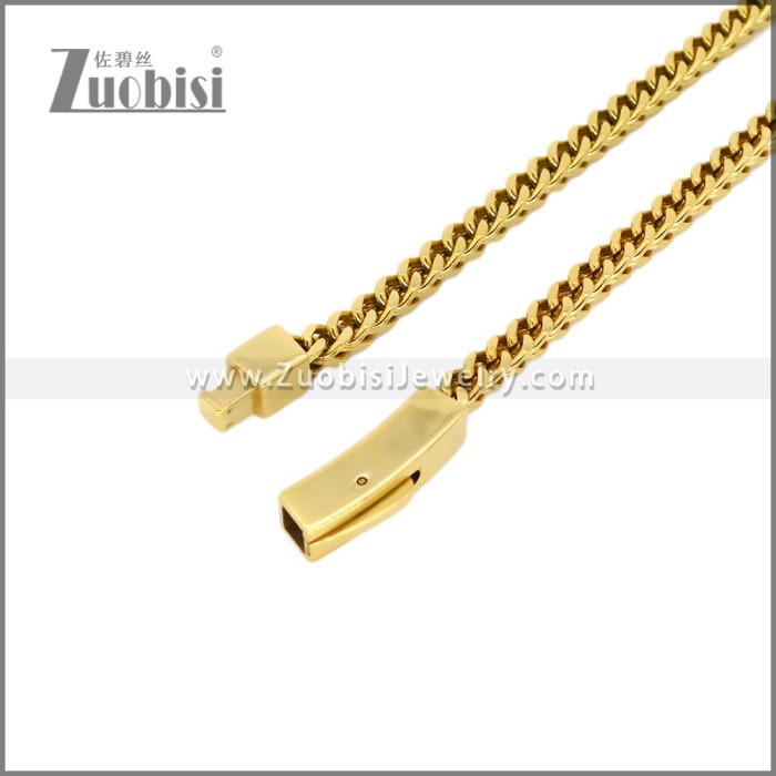 Yellow Gold Plated Stainless Steel Franco Chain Necklaces n003405G