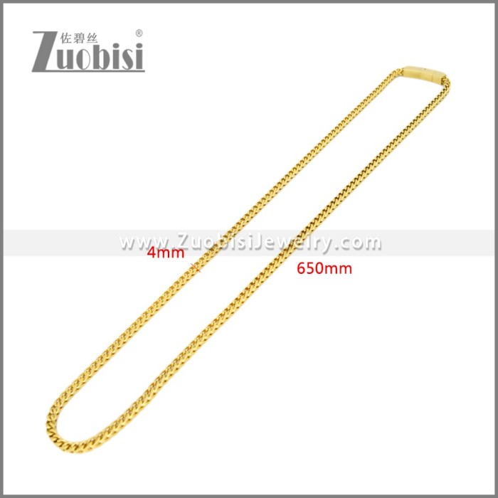 Yellow Gold Plated Stainless Steel Franco Chain Necklaces n003405G