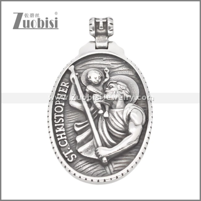 Stainless Steel ST Christopher Pendant p011743S1