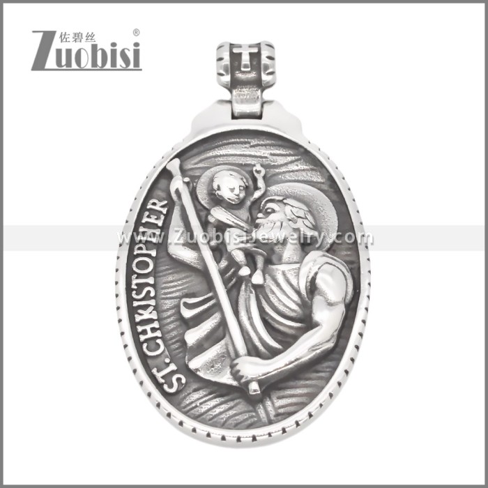 Stainless Steel ST Christopher Pendant p011743S1