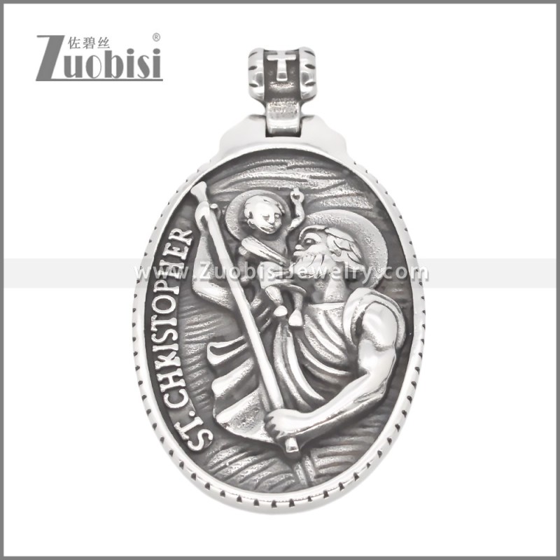 Stainless Steel ST Christopher Pendant p011743S1