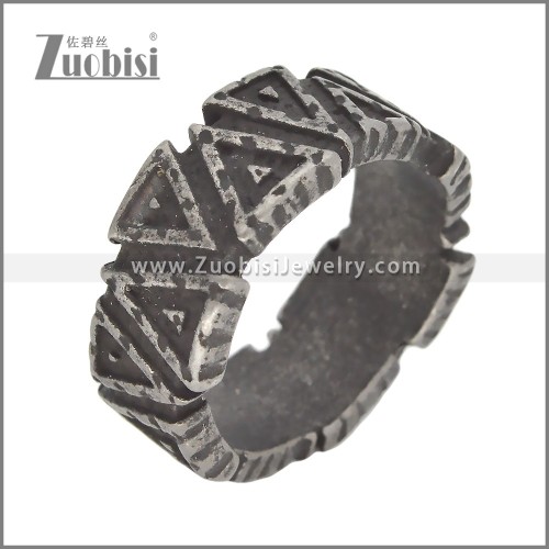 Antique Stainless Steel Triangle Vikng Ring r009797H