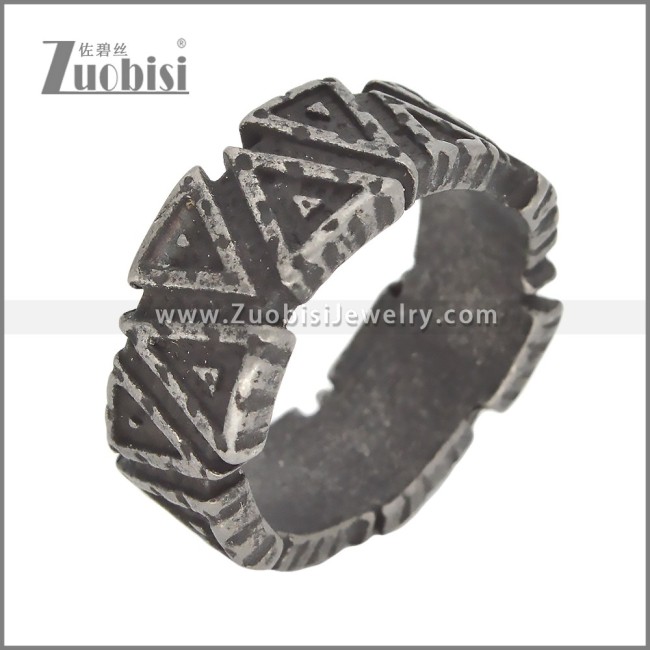 Antique Stainless Steel Triangle Vikng Ring r009797H