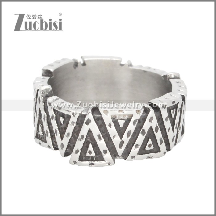 Retro Silver Stainless Steel Triangle Ring r009797S