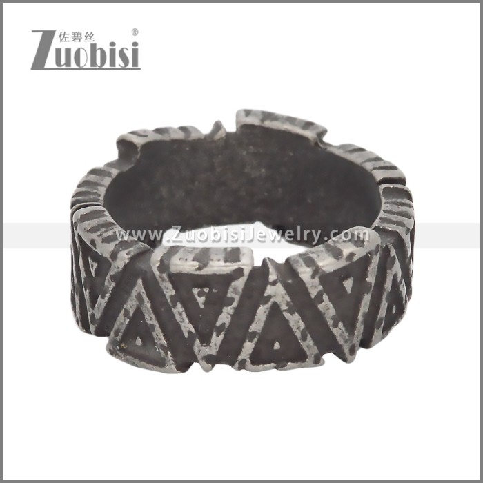 Antique Stainless Steel Triangle Vikng Ring r009797H