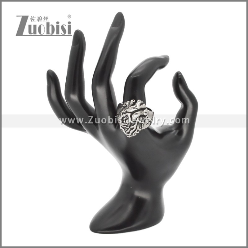 Oxidised Finish Stainless Steel Anatomic Heart Ring r009876