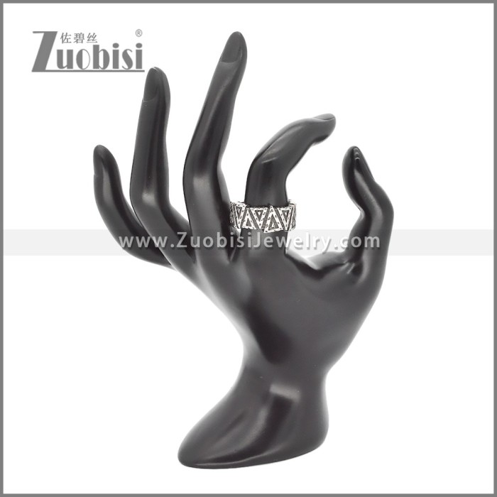 Retro Silver Stainless Steel Triangle Ring r009797S