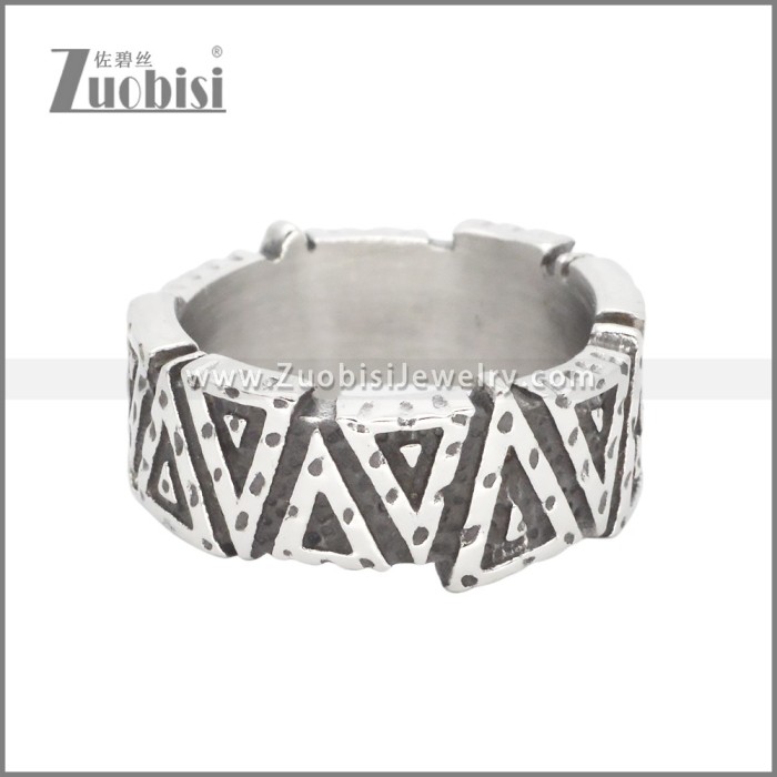 Retro Silver Stainless Steel Triangle Ring r009797S
