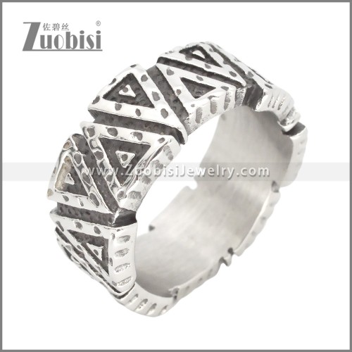 Retro Silver Stainless Steel Triangle Ring r009797S