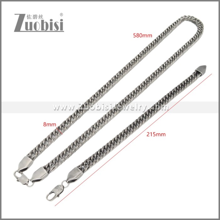 Stainless Steel Bracelet & Necklace Set s003008QH
