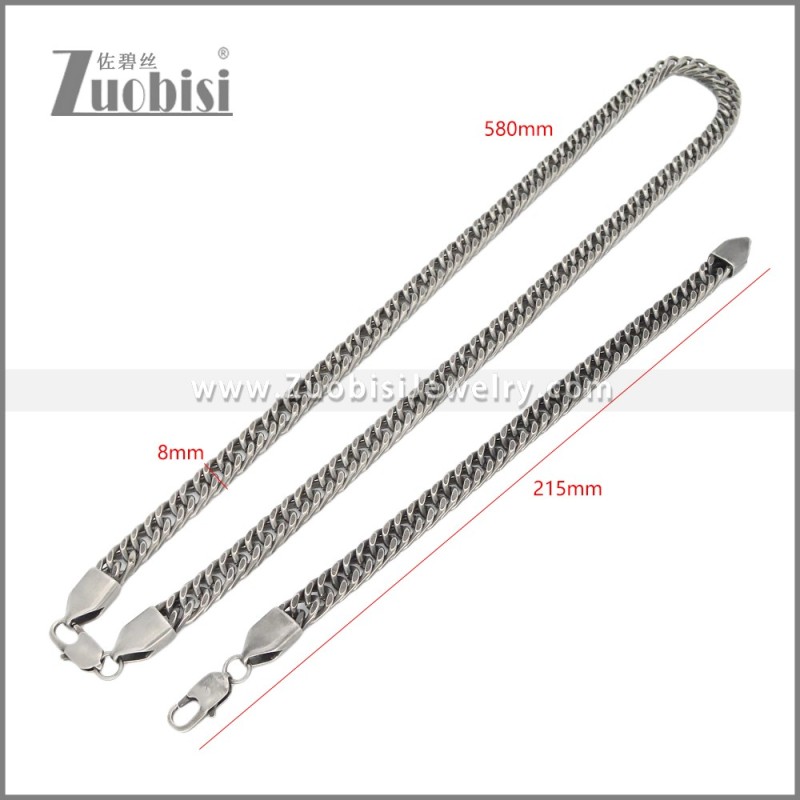 Stainless Steel Bracelet & Necklace Set s003008QH