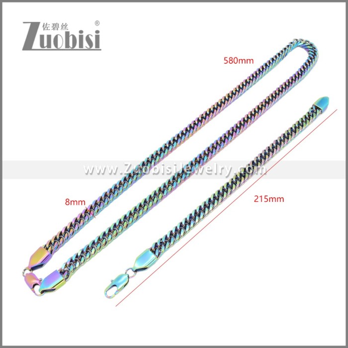 Stainless Steel Bracelet & Necklace Set s003008C