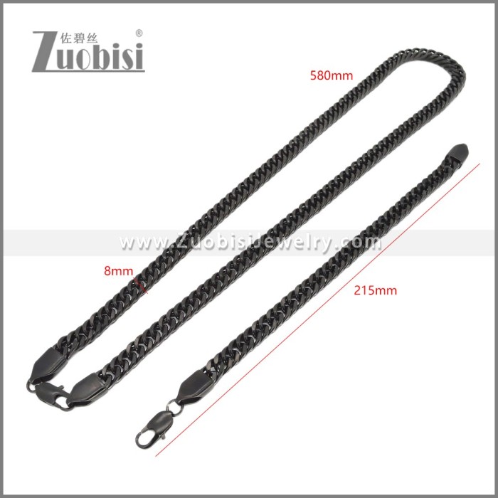 Stainless Steel Bracelet & Necklace Set s003008H
