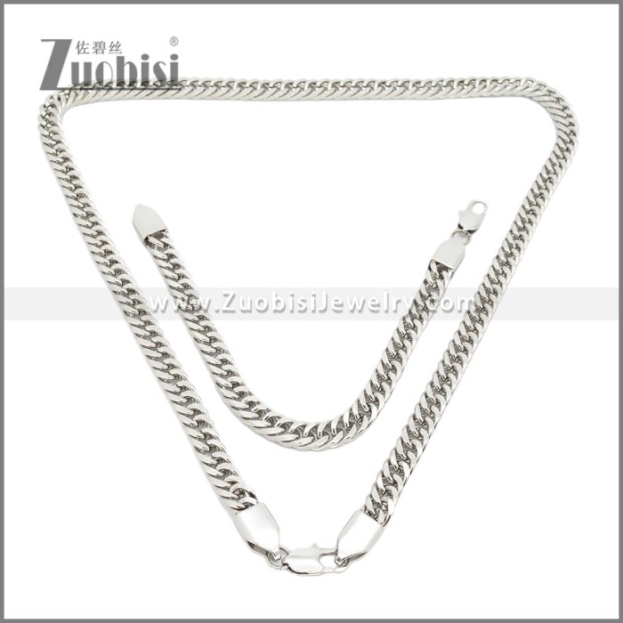 Stainless Steel Bracelet & Necklace Set s003008S