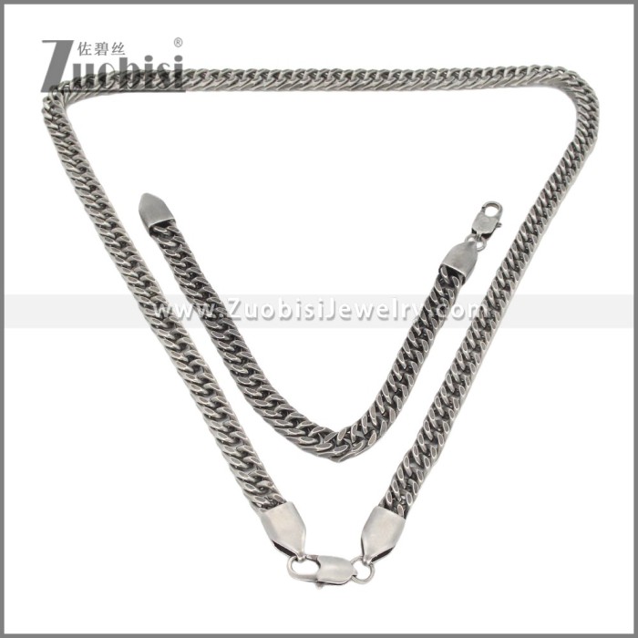 Stainless Steel Bracelet & Necklace Set s003008QH