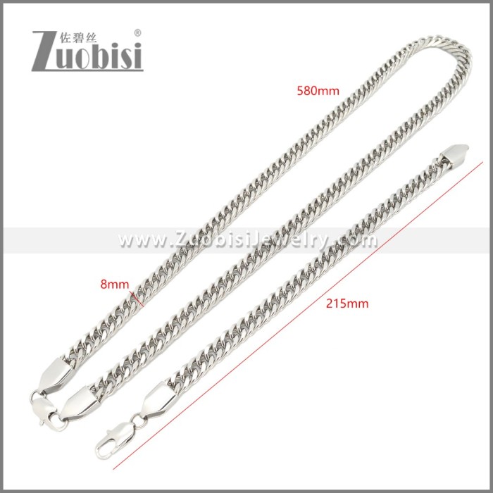 Stainless Steel Bracelet & Necklace Set s003008S
