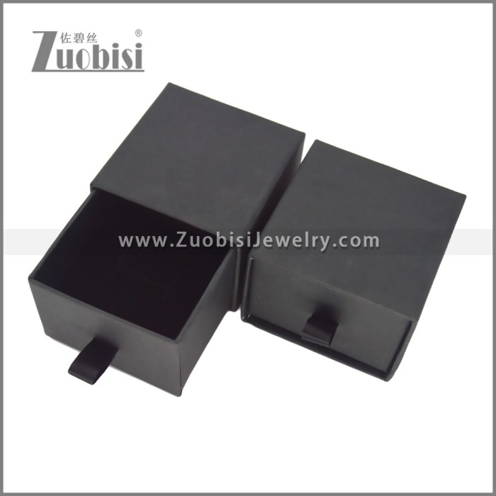 Black Cardboard Sliding Drawer Jewelry Gift Box for Ring pa0052