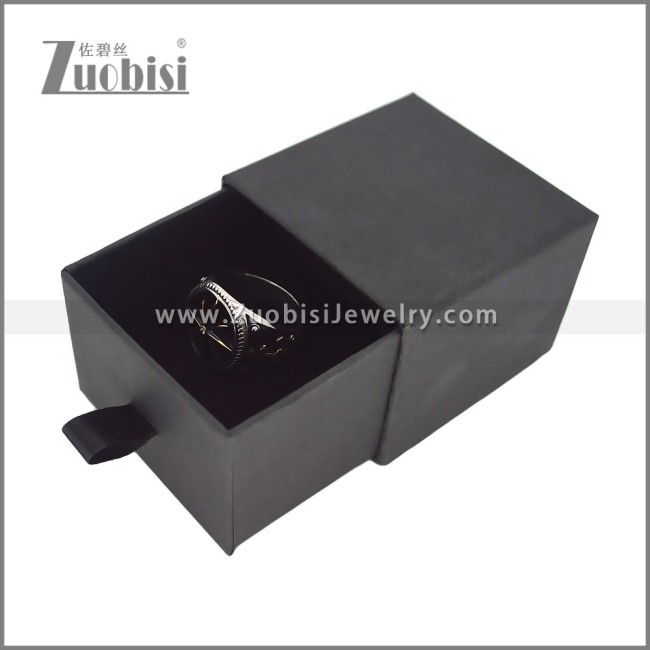Black Cardboard Sliding Drawer Jewelry Gift Box for Ring pa0052