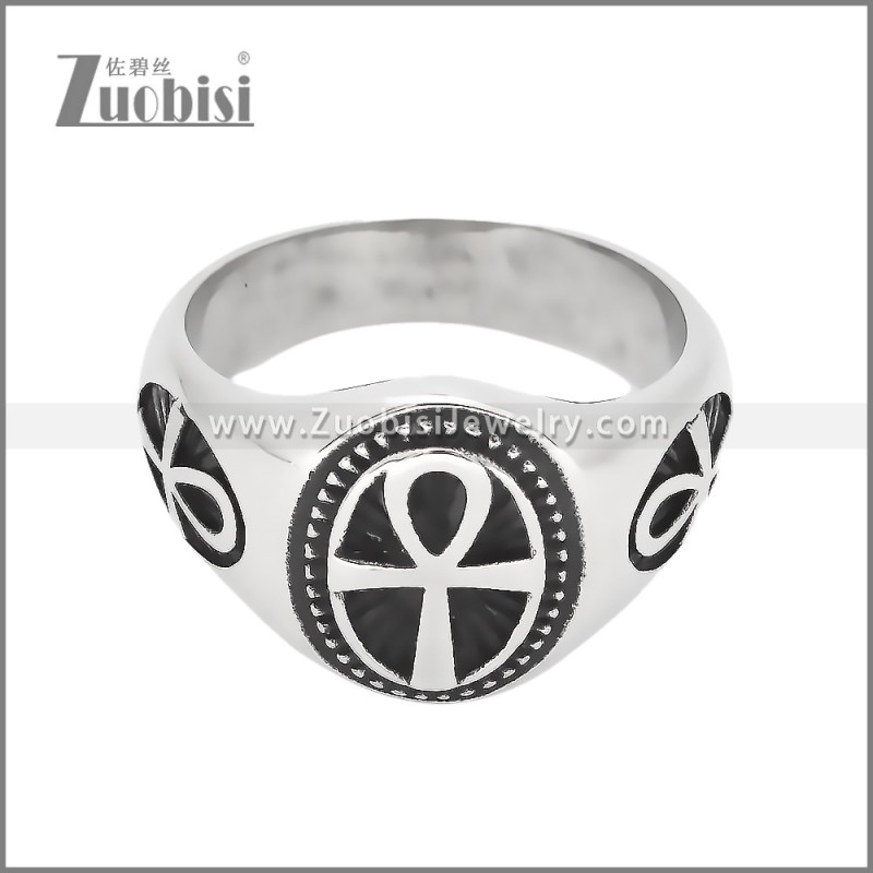 Stainless Steel Ankh Signet Ring r009928S